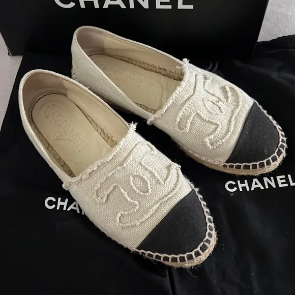 Chanel espadrilles cream on sale